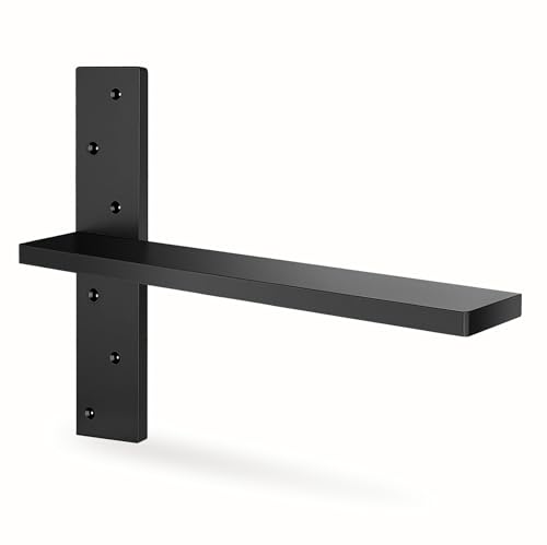 Floating Shelf Bracket Heavy Duty 1/2" Thick Free Hanging Countertop Support Bracket 1 Pack 14" Lx2.5 W Hidden Shelf Bracket for Floating Wall Countertops, Bars, Desks, Bench Seats, Vanities, Mantels - size: 14 Inch, style: Black- 1 pack