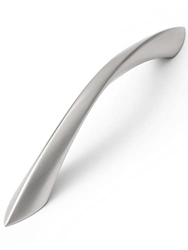10 Pack Brushed Nickel Cabinet Pulls 5 Inch Arch Twisted Silver Handles Drawer Kitchen Cupboard Bathroom Dresser Cabinet Hardware Zinc Alloy - color: Brushed Nickel, size: 5 Inch Hole Centers