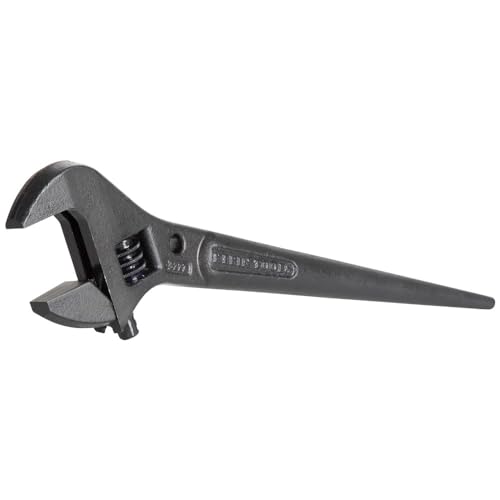 Klein Tools 3227 Extra Wide Adjustable Wrench, Made in USA, Construction Spud Wrench for Up to 1-7/16-Inch Nuts and Bolts, 10-Inch, with Tether Hole
