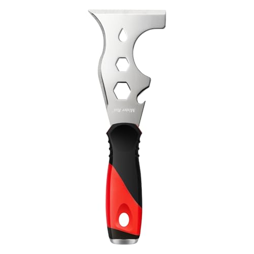 Mister Rui Metal Putty Knife, Paint Scraper Tool 13 in 1 Paint Scraper - color: Red, 1 Pack