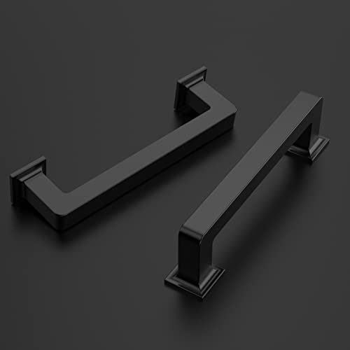 Amerdeco 10 Pack Matte Black Cabinet Pulls 3-3/4 Inch(96MM) Hole Centers Kitchen Cabinet Handles Cabinets Hardware Kitchen Handles for Cabinets Cupboard Handles Drawer Pulls ZH0019 - color: Matte Black, size: 3.75" Hole Center