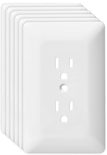 ZEFTV 6 Pack Duplex Outlet Covers Wall Plates 1-Gang Switch Outlet Electrical Cover Plate Unbreakable Thermoplastic Faceplate for Light Receptacle Outlet Switch, Glossy White - color: Single Outlet covers, size: 6 Pack
