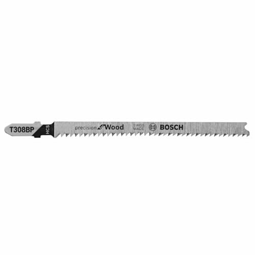 Bosch T308BP 5-Piece 3-1/2 In. 12 TPI Precision for Wood High Carbon Steel Jig Saw Blades