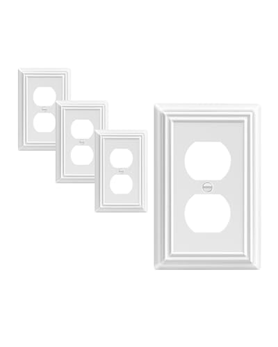 DEWENWILS 4 Pack White Outlet Cover Plate, White Metal Outlet Covers - color: White, size: 1 Duplex 4PK