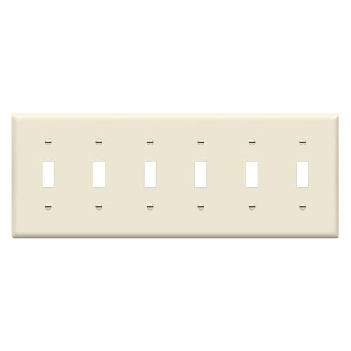ENERLITES 6-Gang Toggle Light Switch Wall Plate Cover, 1 Pack, Light Almond - color: Light Almond, size: Standard Size