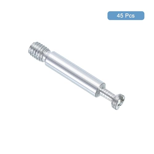 uxcell 45Pcs 40mm Furniture Connecting Fittings, Thread Bolts Dowels Screws, Metal Dowel Fitting Fasteners for Cabinet Drawer and Wardrobe Furniture, Silver - size: 40mm