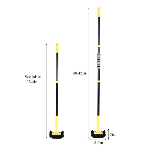 Grout Cleaning Brush with Long Handle - Hard Bristle Hand Held Grout Cleaner Brush for Tile Grout, Shower Cupboard Corner Cleaning