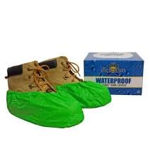 ShuBee Waterproof Shoe & Boot Covers Slip-Resistant Disposable for Plumbing Construction Floor Protection - 40 Pair - color: Waterproof Bright Green