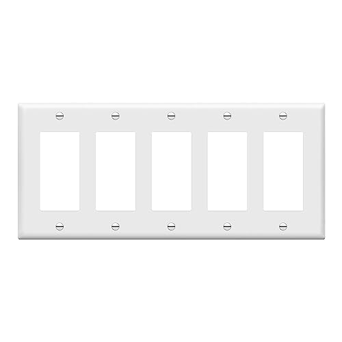 ENERLITES 5-Gang White Decorator Light Switch Outlet Wall Plate Cover - color: White, size: Standard Size