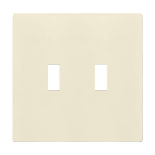 ENERLITES Screwless Double Toggle Switch Wall Plate, Child Safe Dual Light Switch Cover, Standard Size 2-Gang 4.68" x 4.73", Unbreakable Polycarbonate Thermoplastic, SI8812-LA, Glossy, Light Almond - color: Light Almond, size: Screwless