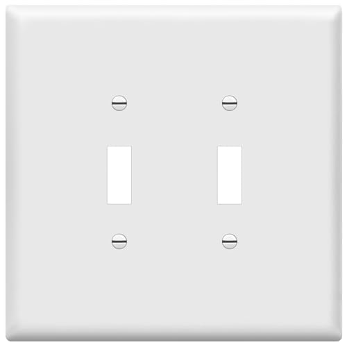 ENERLITES Oversized Double Toggle Light Switch Cover Plate, 1 Pack, White - color: White, size: Over-Size