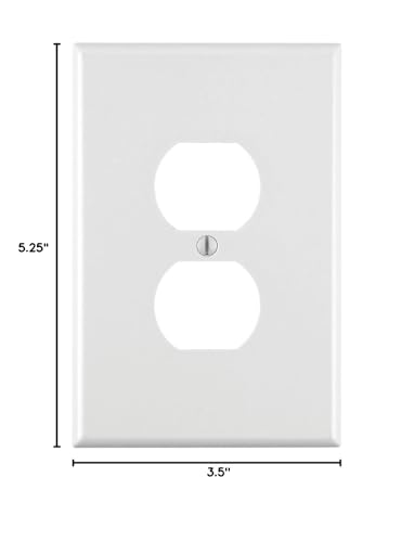 Leviton 1-Gang Duplex Device Receptacle Wallplate, Oversized, Thermoset, Device Mount, 88103, White - color: White, size: Oversized (1 Pack)