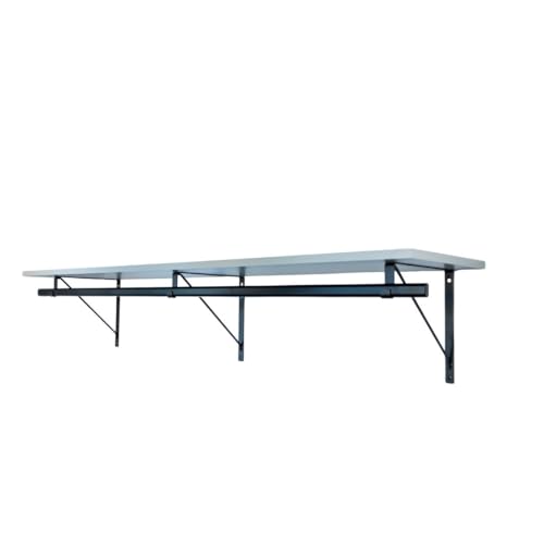 Custom Cut-to-Size Premium Wall-Mounted Shelf with Rod and Bracket Kit. 3/4" Thick Shelves, 14 inches deep. Customize the Length from 16" up to 72". - color: Grey - Black, size: 44 - 72