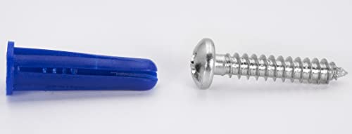 CONFAST® #10-12 Plastic Conical Blue Bantam Drywall Wall Anchor Kit PAK1012, Includes (100) Anchors, (100) Screws and (1) Drill bit (201 Pieces) - size: #10 #12