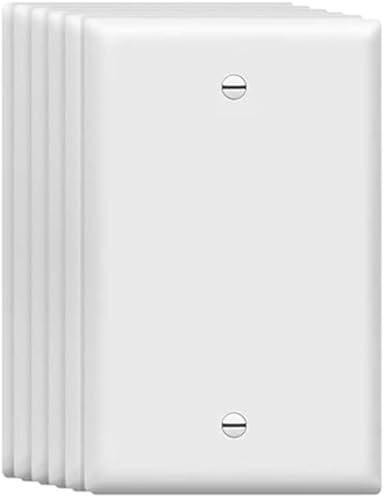 ZEFTV Mid-Size Blank Wall Plates 1-Gang 4.89" x 3.12" blank Switch Outlet Electrical Cover Plate Unbreakable Thermoplastic Faceplate for Light Receptacle Outlet Switch, White (6 Pack) - color: Mid-Size,Single Blank, size: 6 Pack