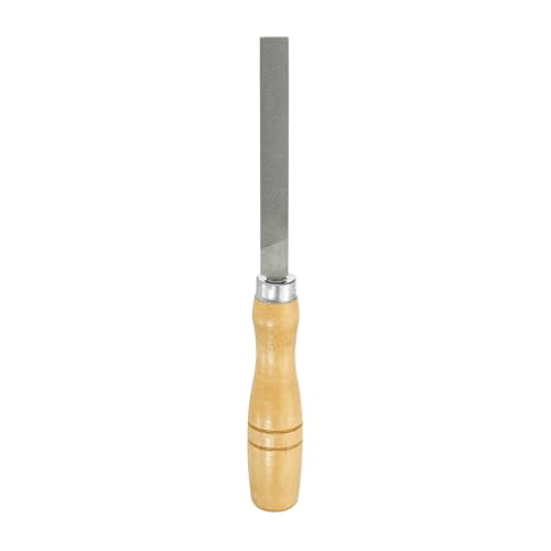 HARFINGTON Flat Medium Cut File 4" Double Cut Teeth High Carbon Steel Hand Rasp File with Wood Handle for Metal Wood Deburring Removing - size: 4", style: Medium