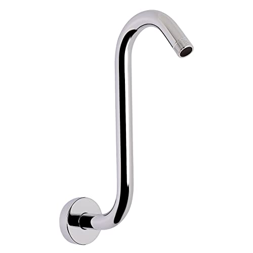 S Shaped Shower Arm, High Rise Shower Head Extension Pipe Standard 1/2" Connection with Flange, Awesome Shower Experience-Stainless Steel Bathroom Accessory(10 Inch S Shape, Chrome Finish) - color: Chrome Finish, style: 10" S Shape