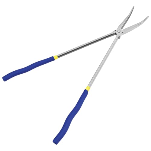 QWORK 16 Inch Long Reach Needle Nose Pliers, 45 Degree Angled Tip, Extra Long Handles, Tight Serrated Jaws for Narrow Spaces, Automotive Mechanic & Machinery Maintenance