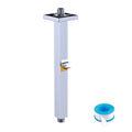 Enga Polished Chrome 12 Inch Square Ceiling Mount Shower Arm with Flange, Solid Brass Rain Shower Head Extension Arm 300mm, NPT 1/2"Thread - color: Chrome, style: 12 Inch
