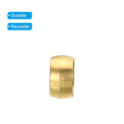 PATIKIL 10mm Tube OD Brass Compression Sleeves Ferrules, 50 Pack Brass Ferrule Fitting Brass Compression Fitting Assortment Kit for Air Water Gas Pipe - size: 10mm
