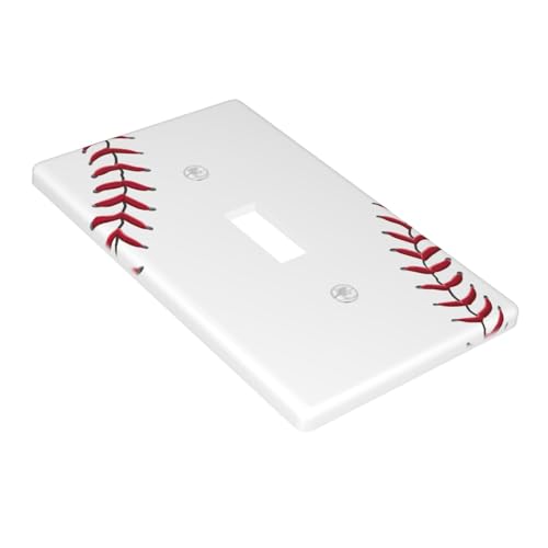 Baseball Single Toggle Light Switch Cover Plate | Fits standard 2-gang toggle and rocker switches, Durable polycarbonate thermoplastic with fade-resistant printed finish - color: Baseball, size: Single Toggle