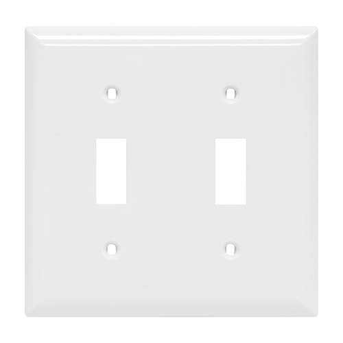 Power Gear Light Switch Wall Plate Cover, Double Toggle Style, White - color: White, style: Oversized