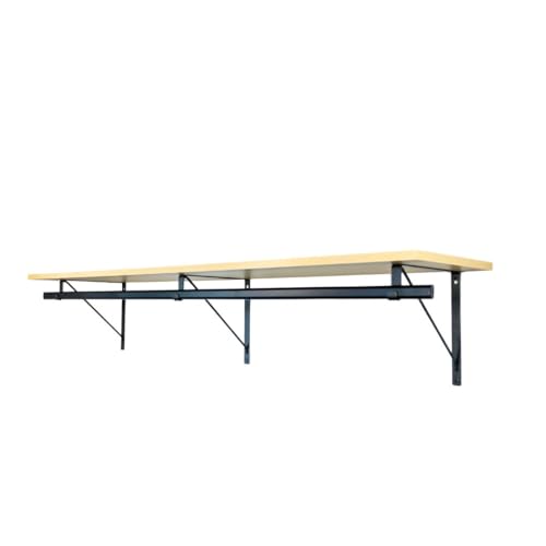 Custom Cut-to-Size Premium Wall-Mounted Shelf with Rod and Bracket Kit. 3/4" Thick Shelves, 14 inches deep. Customize the Length from 16" up to 72". - color: Maple - Black, size: 44 - 72
