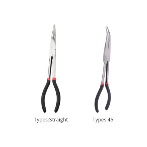 11 Inch Straight Long Reach Pliers, Bent Nose Needle Nose Pliers - color: Straight