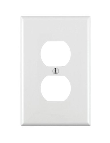 Leviton 1-Gang, 1-Duplex, Midway Nylon Wallplate, Midway Size, 1 Pack, PJ8-W, White - color: White, size: 1 Pack