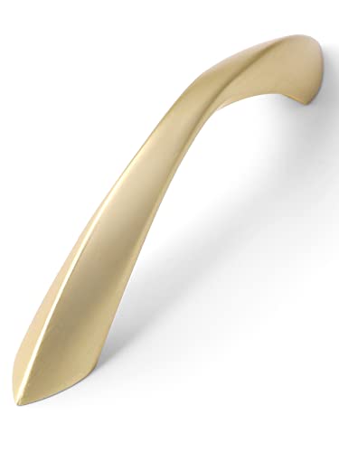 Brushed Gold Cabinet Pulls 3 Inch Arch Twisted Brass Handles Drawer Kitchen Cupboard Bathroom Dresser Cabinet Hardware Zinc Alloy 10 Pack - color: Brushed Gold, size: 3 Inch Hole Centers