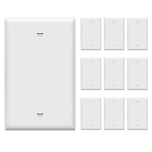 ENERLITES 10 Pack Mid-Size Blank Wall Plate Cover, No Device, 1-Gang, White - color: White, size: Mid-Size