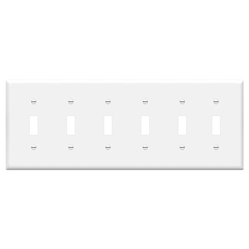 ENERLITES 6-Gang Toggle Light Switch Wall Plate Cover, 1 Pack, White - color: White, size: Standard Size