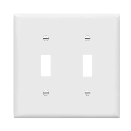 ENERLITES Toggle Light Switch Wall Plate, Gloss Finish, Size 2-Gang 4.50" x 4.57", Double Switch Cover, Unbreakable Polycarbonate Thermoplastic, 8812-W, White - color: White, size: Screw