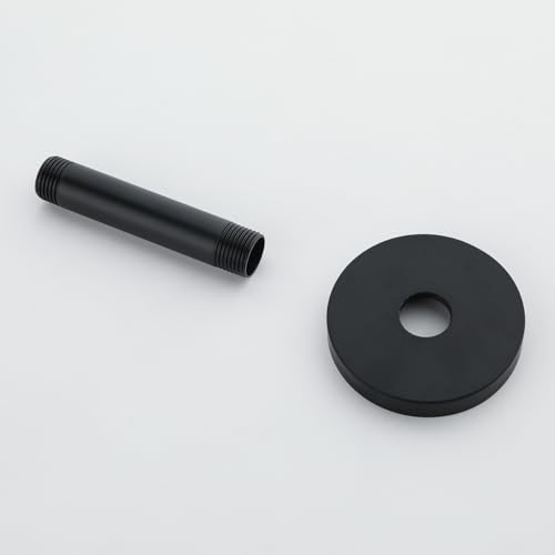 Wall Mounted Stainless Steel Shower Arm Shower Head Extension Pipe Bathroom Accessories 4 Inch Matte Black,SW-RD91038-4MB. - color: Circular Flange-4" Matte Black
