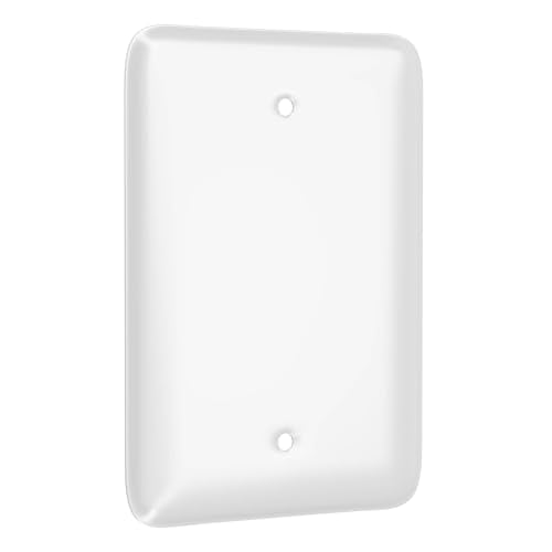 TayMac WMW-B 1-Gang White Smooth Metal Maxi Blank Wall Plate WMW-B, Outlet Cover Wall Plate with Screws, Electrical Outlet Cover Plate for 1 Device - style: White Smooth