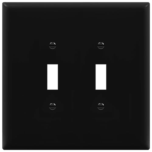 ENERLITES Oversized Double Toggle Light Switch Cover Plate, 1 Pack, Black - color: Black, size: Over-Size