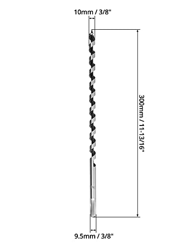 QWORK Auger Drill Bit for Wood, 3/8 Inch Diameter x 12 Inch Length, 3/8-Inch Hex Shank, Long Drill Bits - size: 3/8 x 12 inch