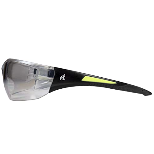 Edge SD111AR-G2 Delano G2 Wrap-Around Safety Glasses, Anti-Scratch, Non-Slip, UV 400, Military Grade, ANSI/ISEA & MCEPS Compliant, 5.04" Wide, Black Frame / Anti-Reflective Clear Lens - color: Anti-reflective Clear
