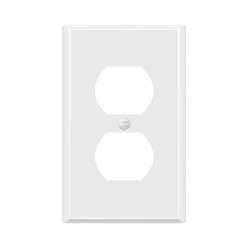 ENERLITES Duplex Receptacle Outlet Metal Wall Plate, 1-Gang, White Gloss - color: White Gloss, size: Standard Size