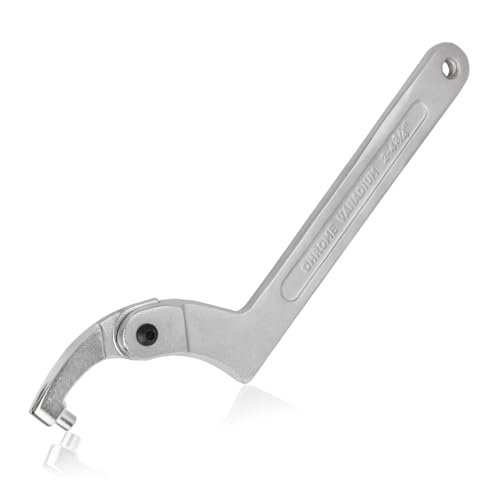 Adjustable C Spanner Hook Wrench Tool Round Head, 2-4 3/4 Inch (51-121mm) Capacity, Heavy Duty Pin Spanner Nut Wrench Tool for Hydraulic Cylinder, Coilover Suspension and Bearings, CR-V - size: 2-4 3/4"(51-121mm)