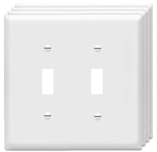 Toggle Light Switch Wall Plates 2-Gang Switch Electrical Cover Plate Unbreakable Thermoplastic Faceplate, White (4 Pack) - color: Double Toggle, size: 4 Pack