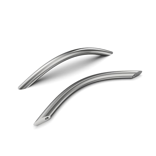 homdiy Solid Brushed Nickel Cabinet Pulls, 5 Inch Silver Arched Drawer Handles, 10 Pack Kitchen Cabinet Hardware, Screws Included for Cupboard Closet Furniture Upgrade - color: Brushed Nickel, size: 5 Inch Hole Centers