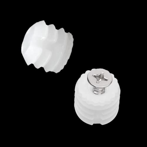 Plastic Hinge Dowel Inserts with Screws, White, MOUNTAINTOP