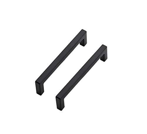 Ravinte Matte Black Cabinet Handles Solid Cabinet Pulls, 4 Inch CC, 5 Pack | Zinc Alloy, Slim Square Bar Grip, Smooth Drawer Pull Feel, Kitchen Cabinet Update, For Cupboards, Dressers, Drawers, Hardware - color: Black, size: Flat Black 4" Hole Center