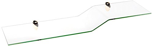Spancraft 6" x 18" Brass Bracket Sparrow Bent Glass Shelf - color: Brass Bracket, size: 6" x 18"