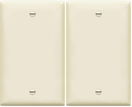 ENERLITES Blank Device Wall Plate, Gloss Finish, Standard Size 1-Gang 4.50" x 2.76", Polycarbonate Thermoplastic, 8801-LA, Light Almond (Pack of 2) - color: Light Almond, size: Standard (Pack of 2)