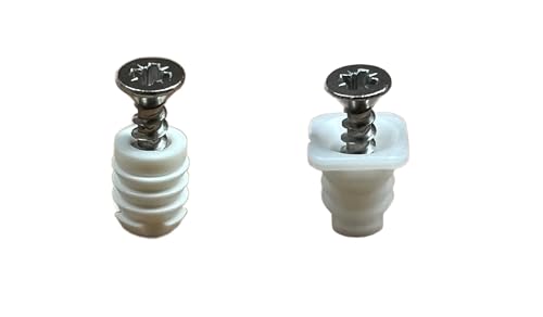 8mm Plastic Cabinet Hinge Dowel Inserts, Choose with Flanged or Non-Flanged Includes Screws and Bumpers/for Replacment and Repair of Cabinet Hinges 12 per Pack by E.H.C. (Flange) - style: Flange