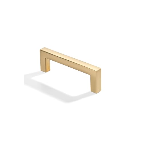 khtumeware 10 Pack 2-1/2 inch(64mm) Hole Center Brushed Gold Cabinet Pulls Solid Heavy-Duty Square Matte Gold Cabinet Handles Drawer Pulls Kitchen Cabinet Hardware Kitchen Handle - color: Brushed Gold, size: 2-1/2 inch(64mm) hole center