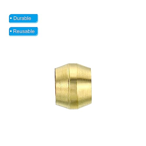 PATIKIL 4mm Tube OD Brass Compression Sleeves Ferrules, 50 Pack Brass Ferrule Fitting Brass Compression Fitting Assortment Kit for Air Water Gas Pipe - size: 4mm