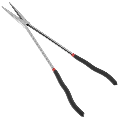QWORK Straight Long Needle Nose Pliers, 16 Inch Long Reach Needle Nose Pliers, Straight & Bent Jaw Plier Set with Non-Slip Handles for Narrow Spaces & Precision Work